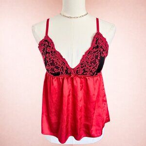 Tahari Red & Black Lace Sleep Cami